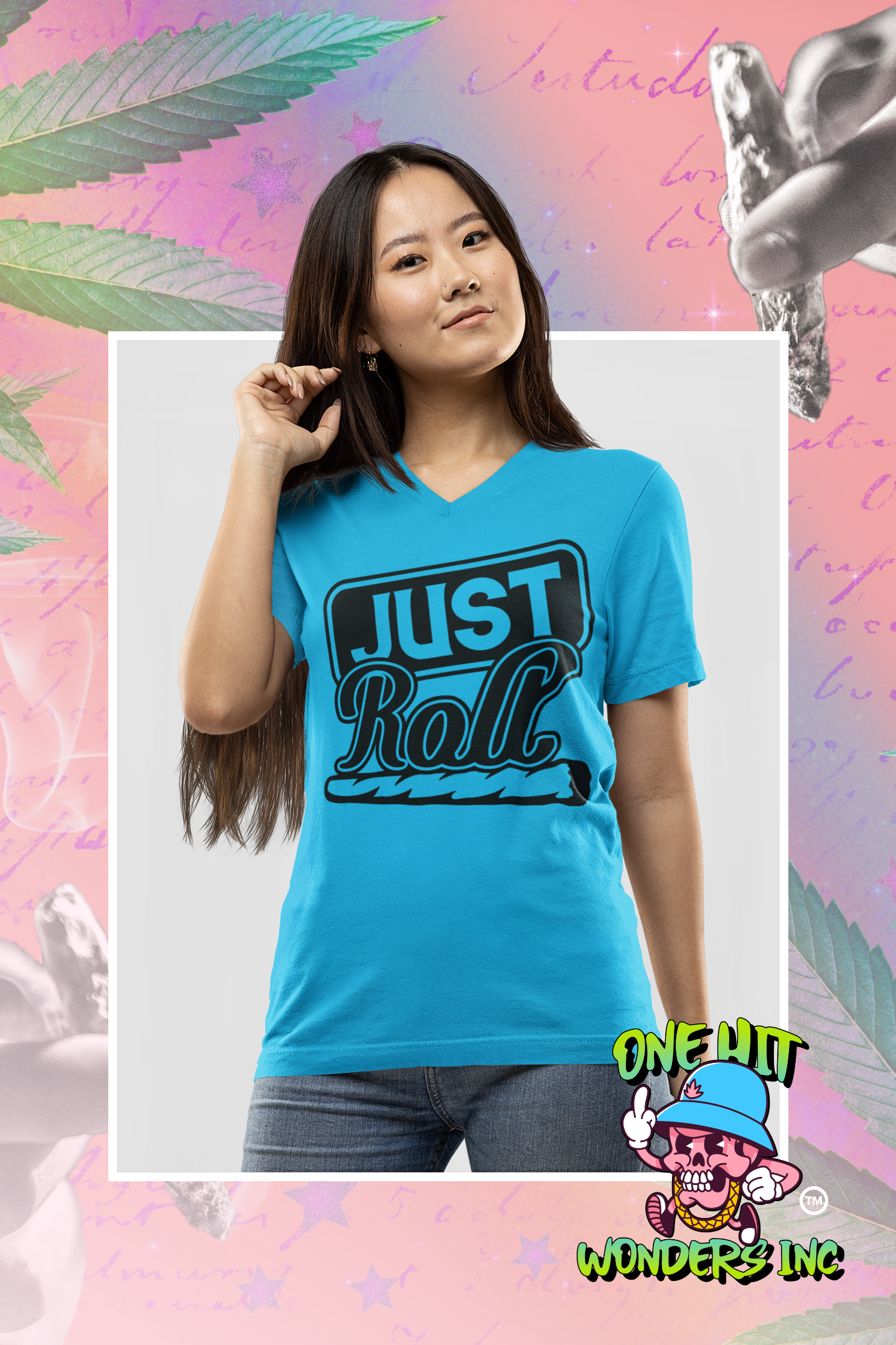 Just Roll. V-Neck Graphic T-shirt