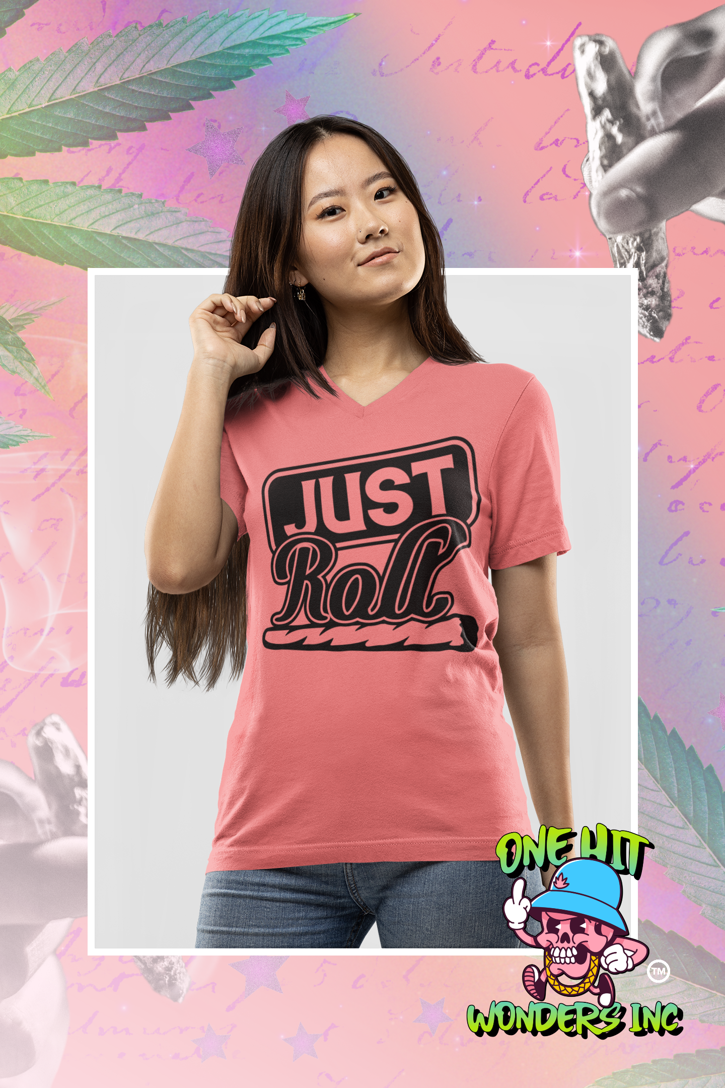 Just Roll. V-Neck Graphic T-shirt