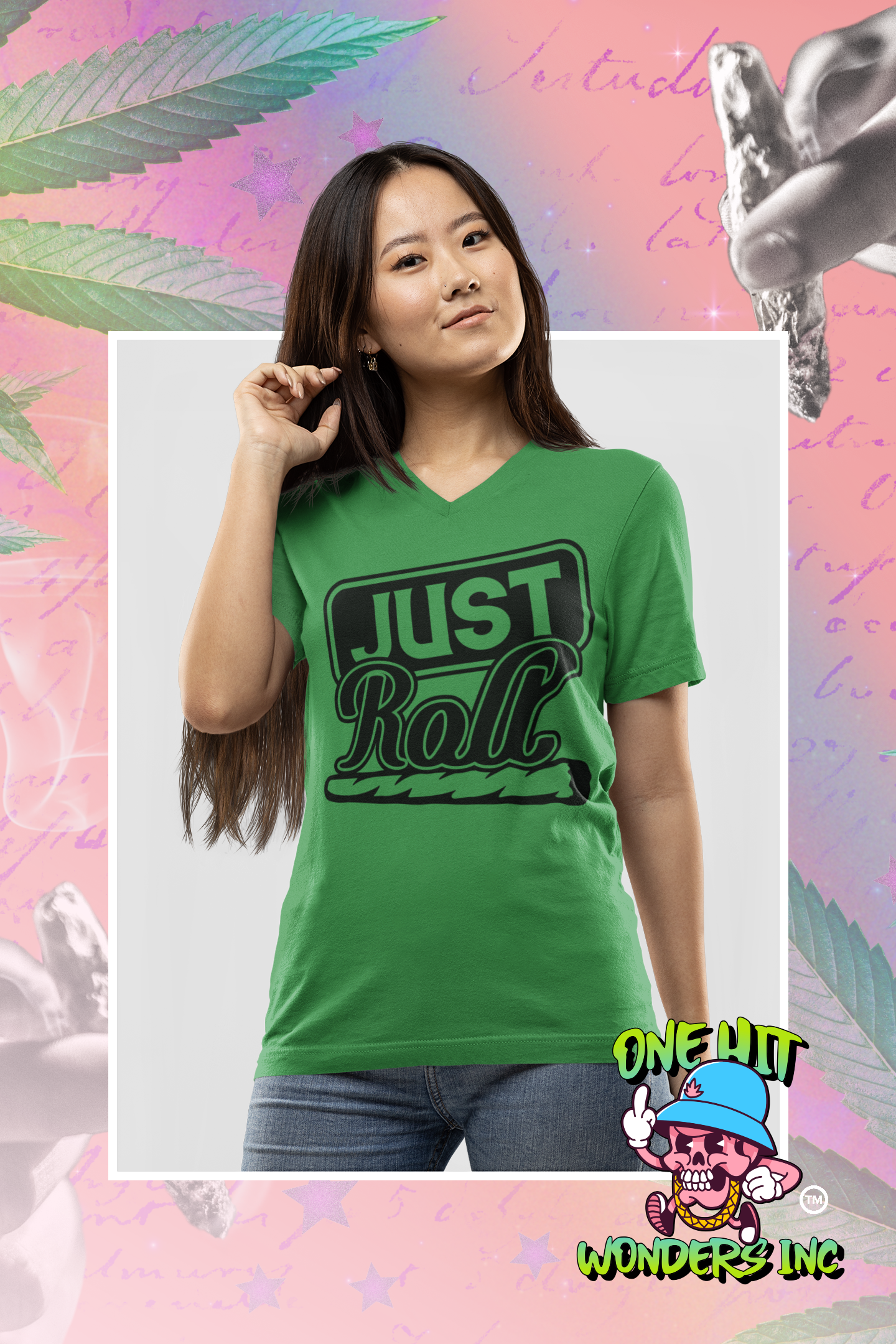 Just Roll. V-Neck Graphic T-shirt