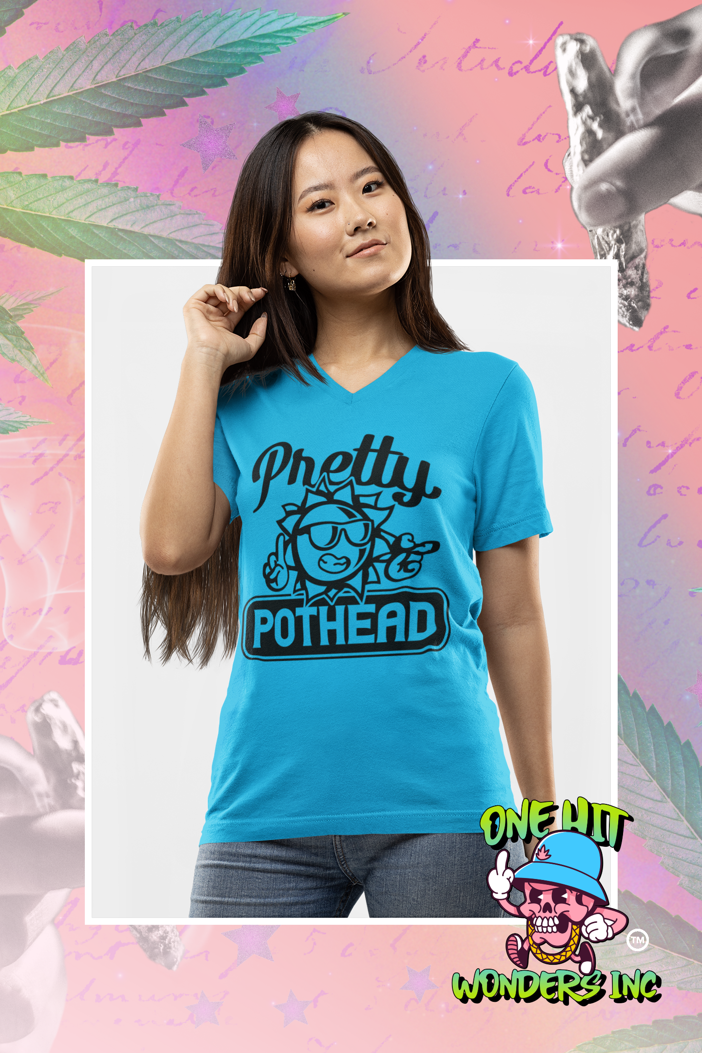 Pretty Pothead. V-Neck Graphic T-shirt