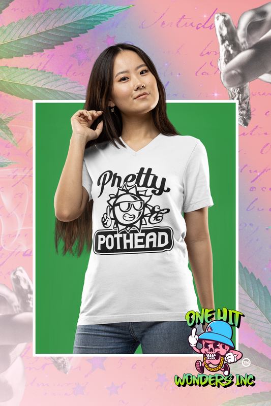 Pretty Pothead. V-Neck Graphic T-shirt